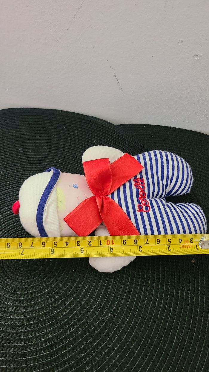 PELUCHE DOUDOU HOCHET GRELOT MARIN MATELOT COROLLE BLEU NOEUD ROUGE - photo numéro 2