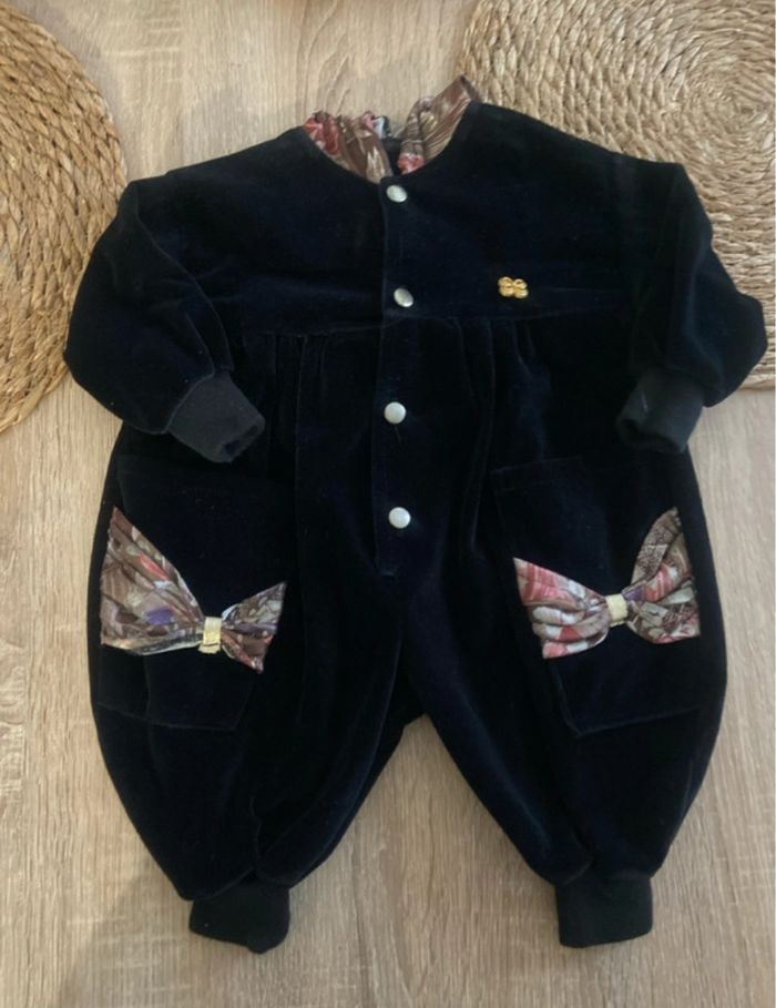 Tenu vintage velours 3 mois filles - photo numéro 2