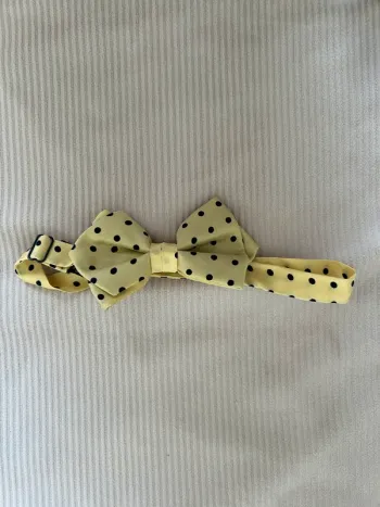 Nœud papillon jaune à petits pois pure soie