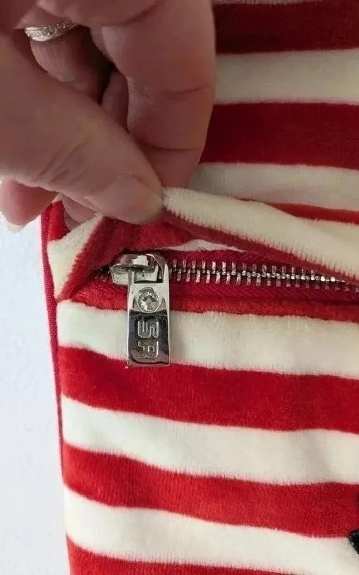 Sac à bandoulière en velours blanc et rouge - Sonia Rykiel - photo numéro 4