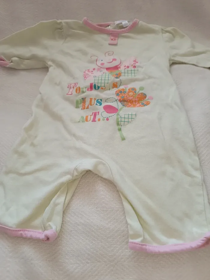 🎀 joli grenouillère jaune avec motif taille 1 mois 🎀 - photo numéro 4