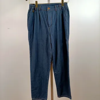 Pantalon jean taille élastique bleu style workwear poches plaquées TQS Femme M A1424