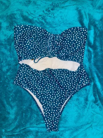 Maillot de bain bleu à pois SHEIN M