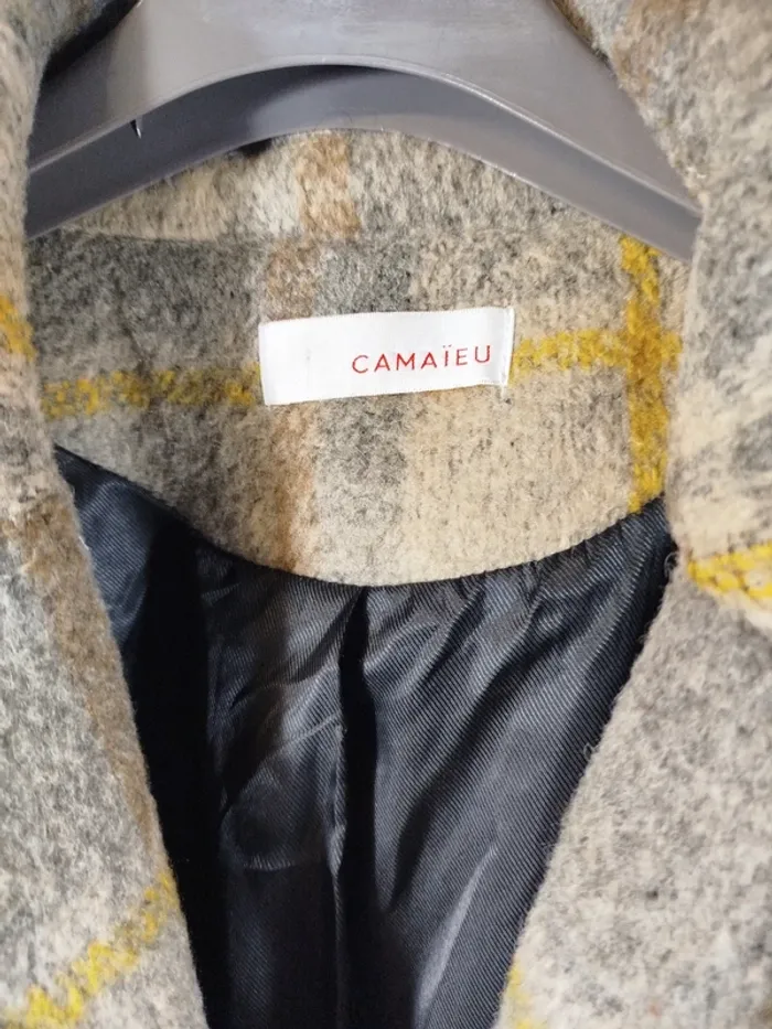 Manteau long femme en laine 44 Camaïeu à rayures - photo numéro 2