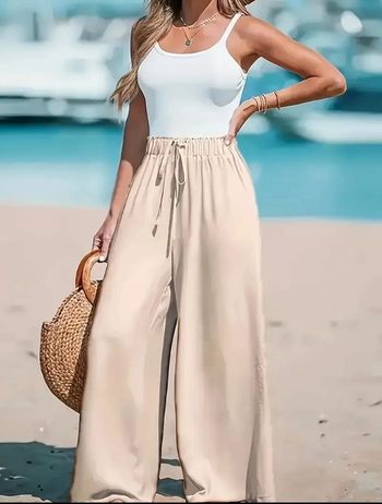 Pantalon fluide beige , taille M, neuve, idée cadeau femme