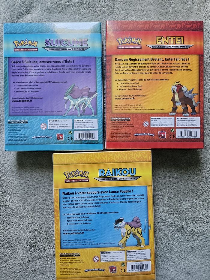 Trio Coffret Pin’s Pokémon Légendaire - Raikou Suicune Entei - Évolution XY FR - photo numéro 2