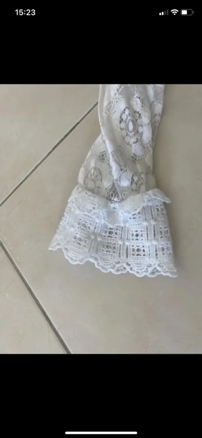 Haut en dentelle blanc femme - photo numéro 4