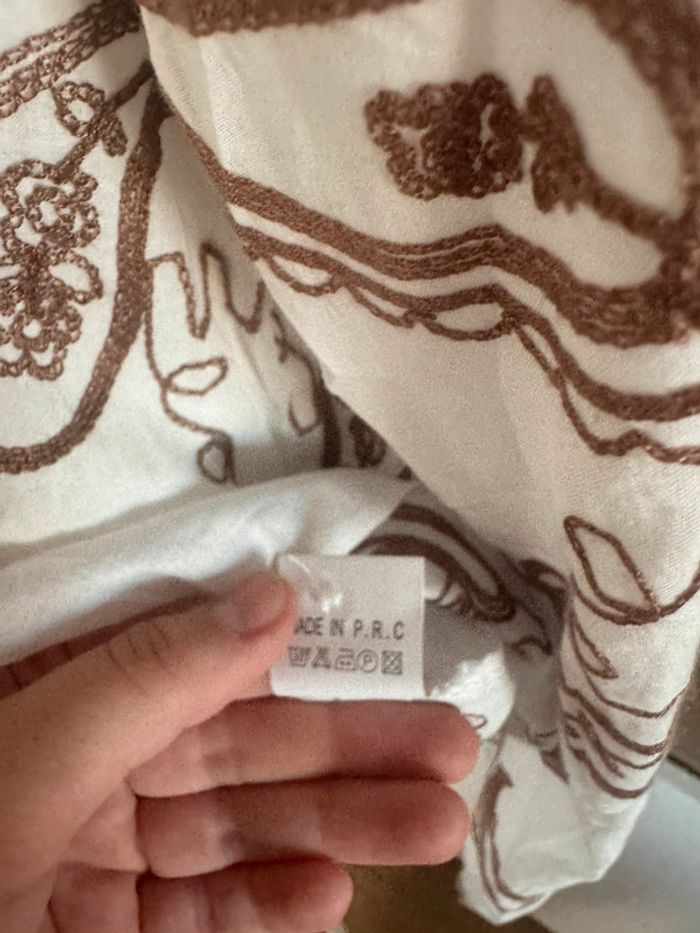 Chemisier blouse blanche beige 100% coton manches longues - photo numéro 5