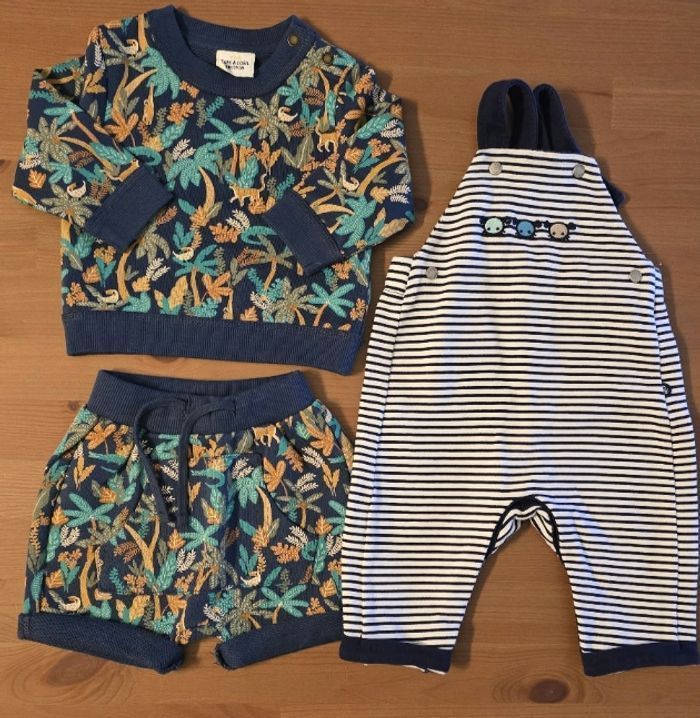 (NEUFS non portés) 🥰🤩💙ensemble sweat et short,salopette 3mois Garçon 🥰💙💙