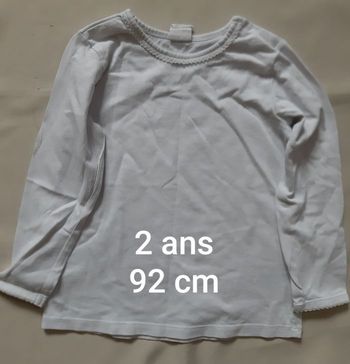 tee-shirt manches longues blanc fille - H&M - 2 ans - 92 cm