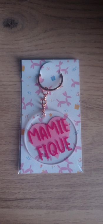 Porte clé Mamie Fique rose