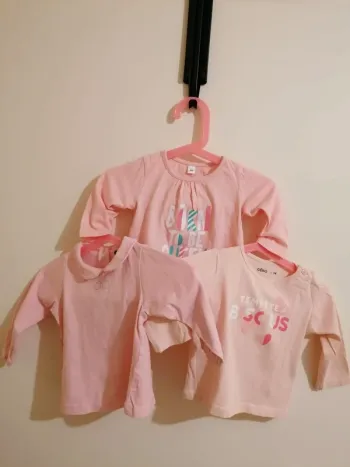 Lot tee-shirt fille manches longues 6 mois gémo