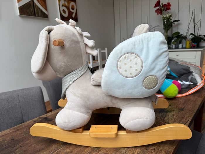 Cheval (âne) à bascule gris et bleu ciel Nattou - photo numéro 4