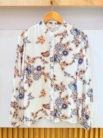 Chemisier imprimé bleu taille 42