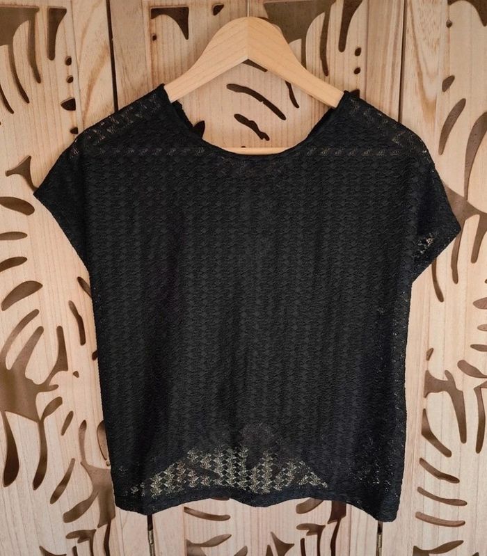 Blouse noire ajourée L/40 - Nouette dos & taille entrelacée Shein - photo numéro 6