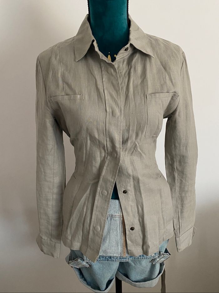 Veste Automne Lin Grise  Autre Ton - photo numéro 4
