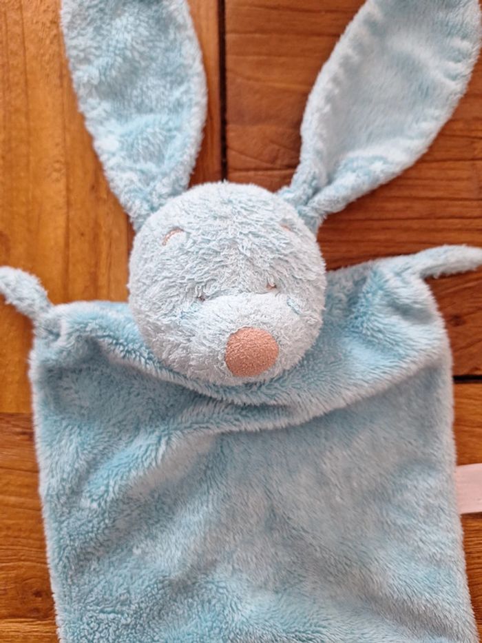 Doudou plat lapin bleu nicotoy - photo numéro 2