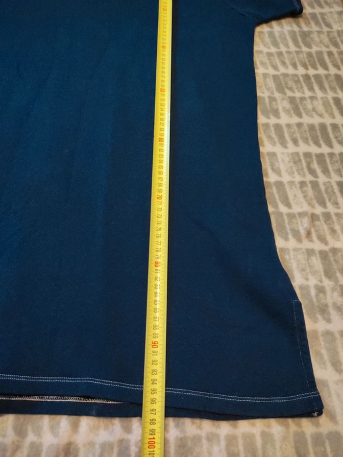 Robe bleu marine matière sweat ample large col v american vintage taille L 40 - photo numéro 4