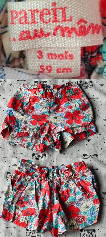 Short fleurie taille 3 mois