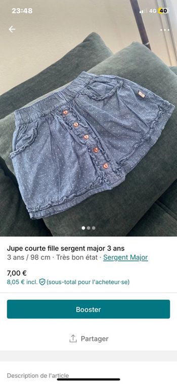 Jupe courte de sergent major 3 ans 3€