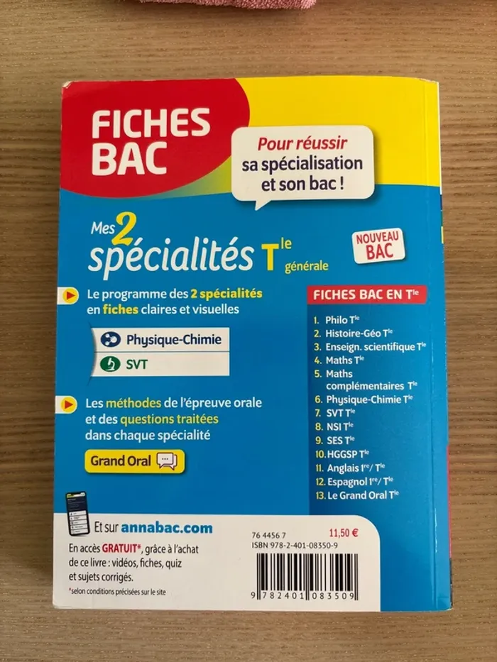 Fiches Bac - Mes 2 spécialités physique / svt - Terminale générale - photo numéro 2