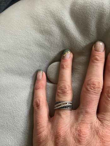 Bague strass noirs et argentés T56