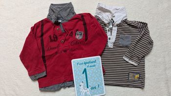 Lot 2 polos t-shirt manches longues 12 mois