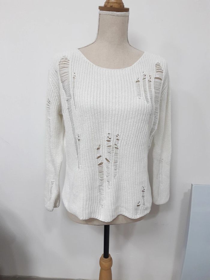Pull blanc en maille Berenice T36