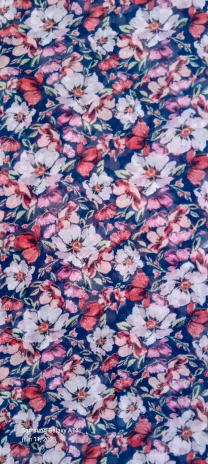 Débardeur long en voile avec poche imprimé fleurs rose femme 36 warehouse - photo numéro 12