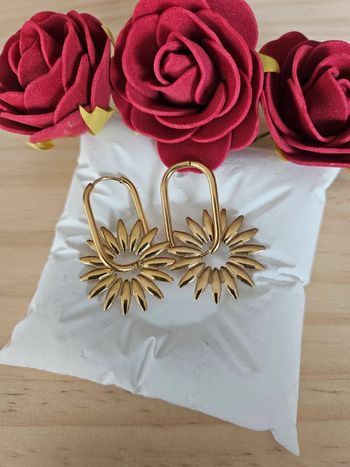Boucles d oreilles dormeuses tournesol, acier inoxydable
