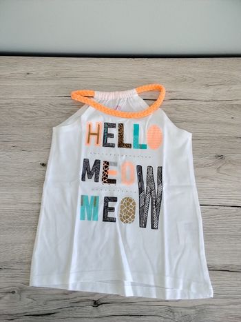 Débardeur marcel hello meow meow fille 4 ans 