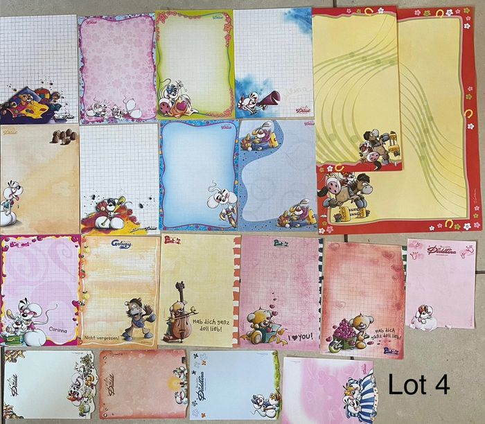 Lot de 54 feuilles Diddl - tous formats - blanches et couleurs - photo numéro 2