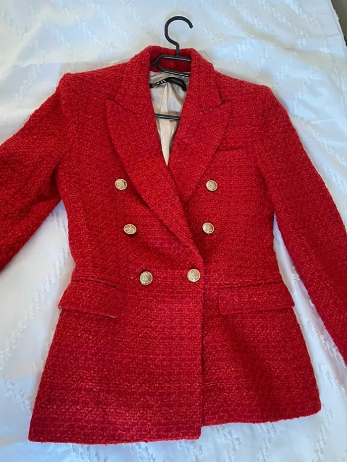 Zara Veste blazer tailleur tweed à boutonnage croisé taille XS - photo numéro 11