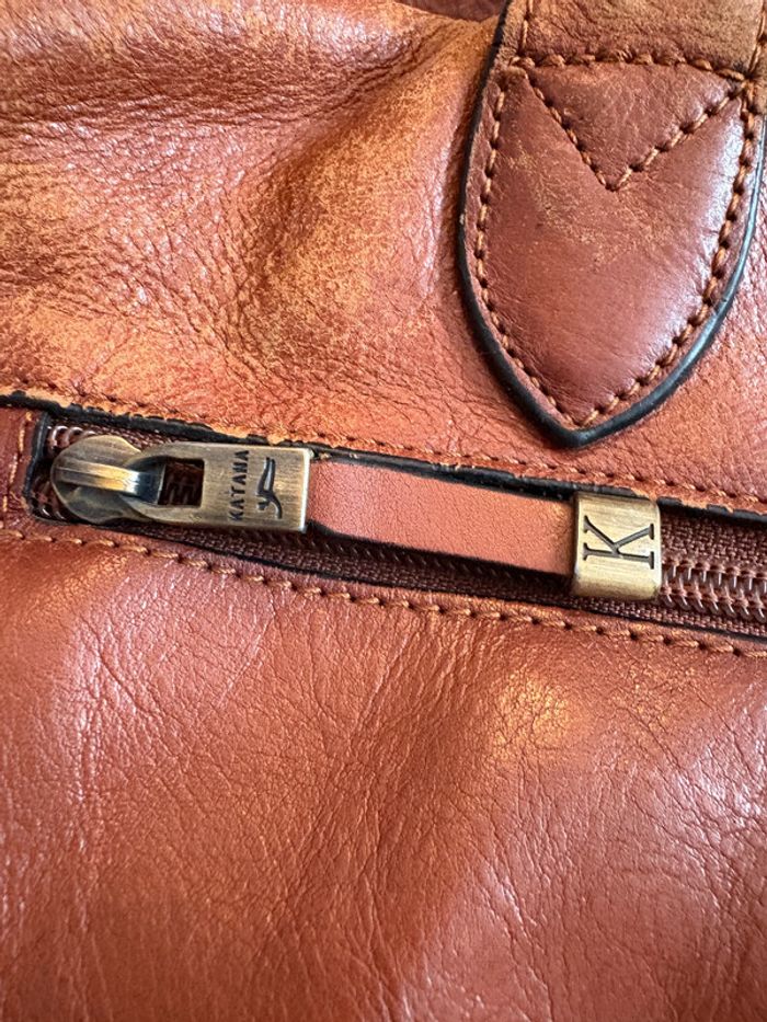 Sac à main en cuir marron Katana - photo numéro 5