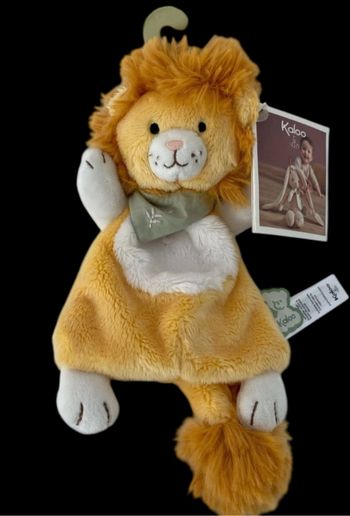 ❤️B4712 Doudou Plat Mouchoir Lion Jaune Les Amis Kaloo Bandana Vert