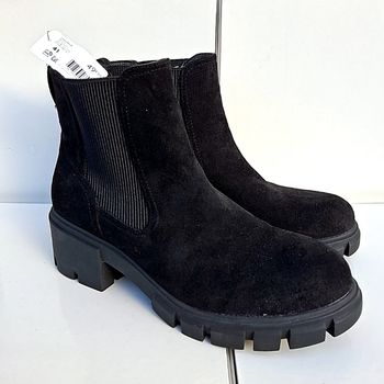 Bottines Chelsea Noir Neuve Talon Crantés Plat