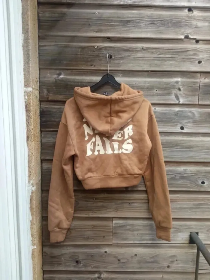 Veste manches longues à capuche marron Shein 34 XS - photo numéro 2