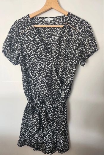 combi short noire à motifs blancs excellent état Taille 40 La Halle polyester
