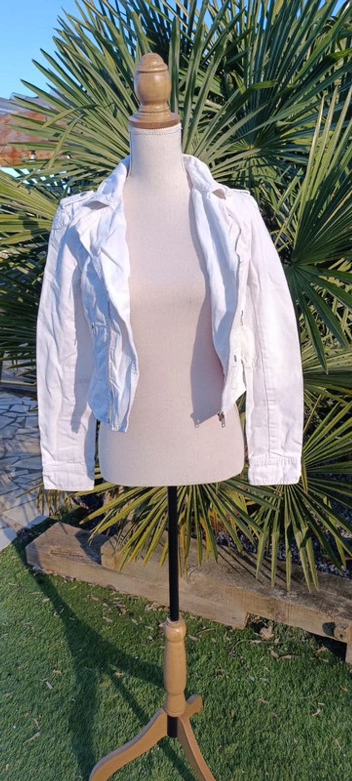 Veste jean blanche s - photo numéro 4