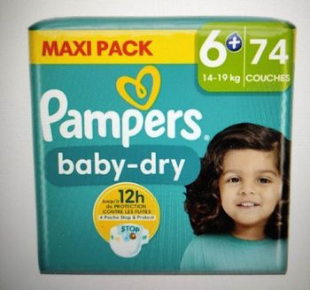 Lot de 74 couches Pampers dry taille 6+
