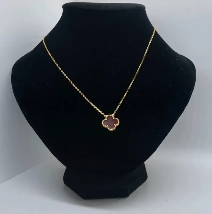 Collier trèfle 15mm en Cornaline rouge - photo numéro 7