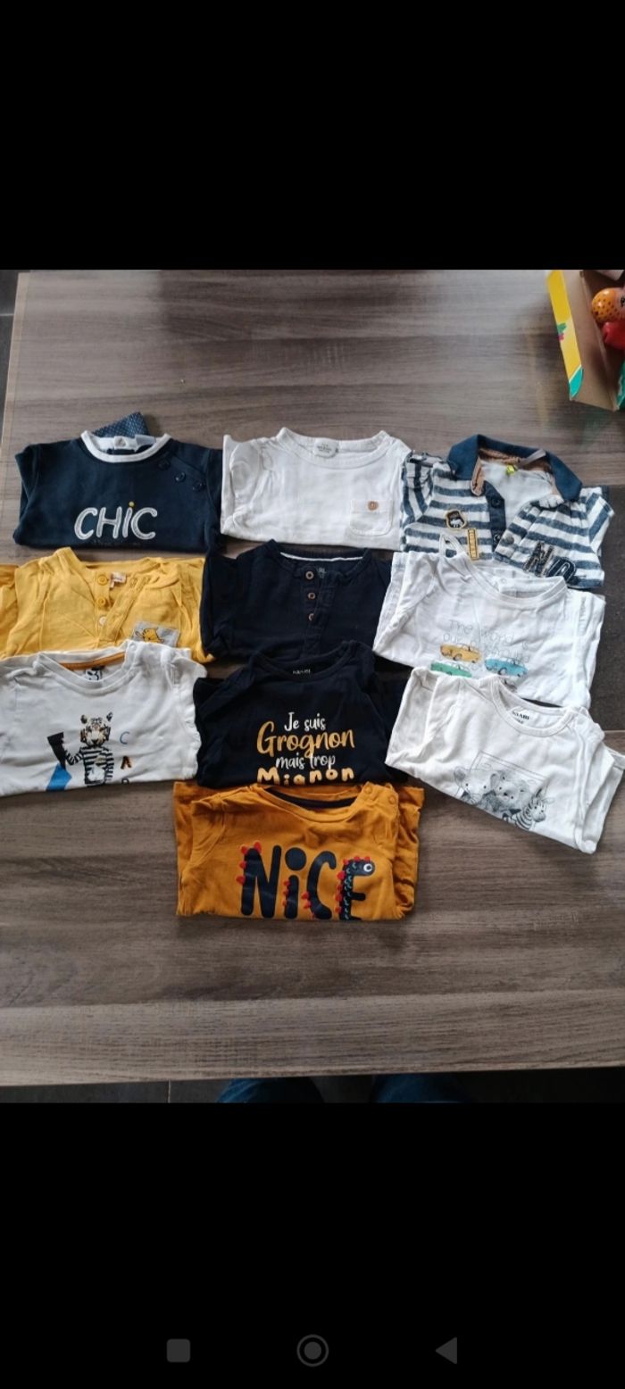 Lot 10 hauts manches longues 9 mois