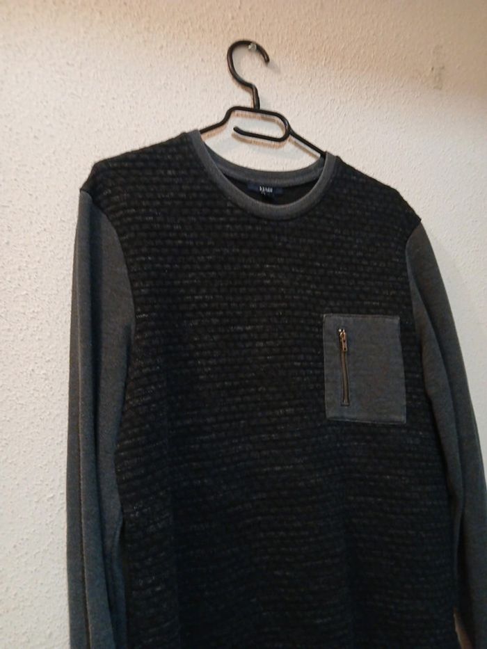 Sweat homme gris/noir basic " kiabi" taille s - photo numéro 2