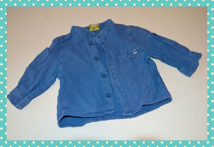 chemise manche longue Tape à l'œil bleu taille 1-3 mois / 56 cm