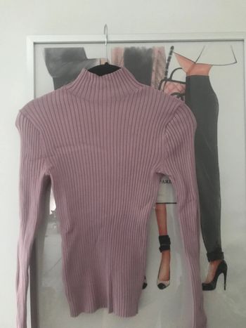 Top côtelé col montant lila Zara M