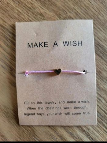 Bracelet vœu Make a Wish – Cordon rose & cœur doré – Bijou porte-bonheur minimaliste