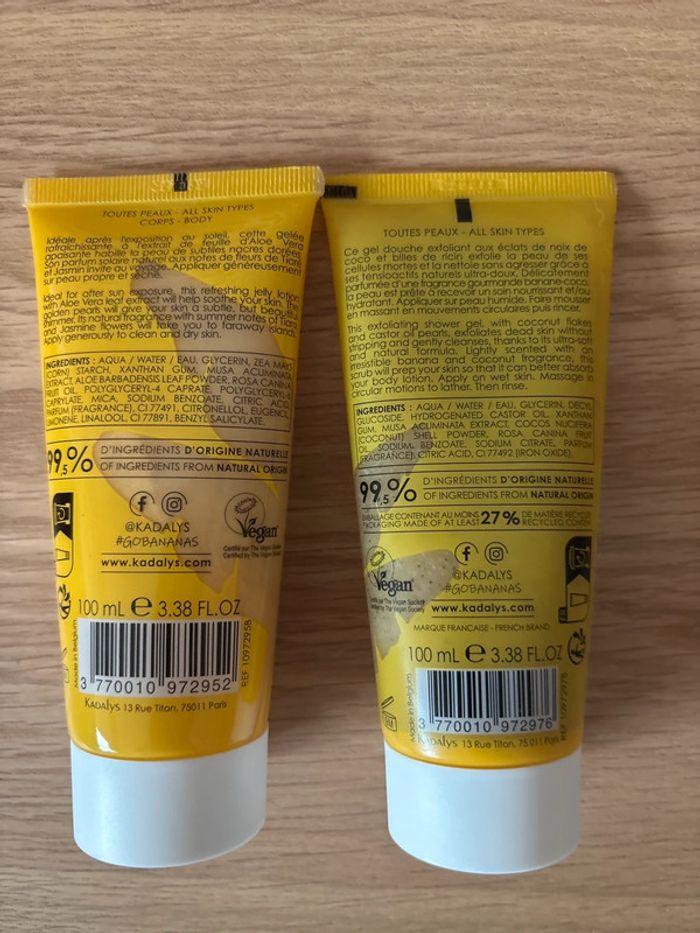 Lot Kadalys : Gelée Après-Soleil & Gel Douche Exfoliant – 2x100 ml – Neufs - photo numéro 2