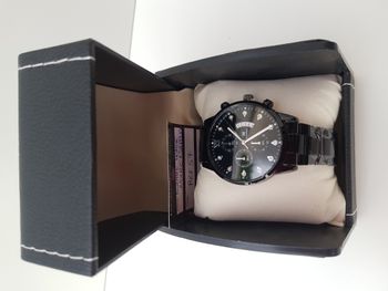 Montre Acier Noir Argenté Diamant Zirconiums Homme