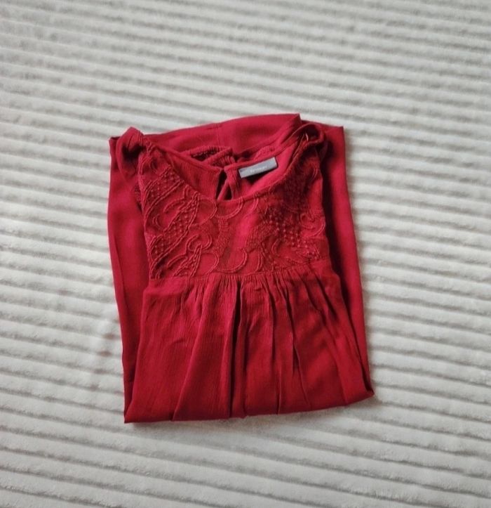 Blouse bordeaux fluide – Empiècements transparents – Taille 42 – C&A Yessica – Bon état