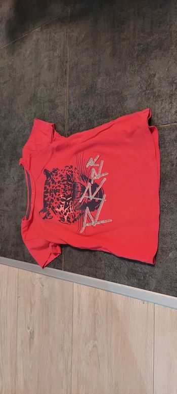 T shirt fushia, manches courtes, Tex, taille 3/4ans, nickel